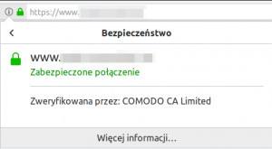 Okno zabezpieczenia certyfikatem dv strony internetowej