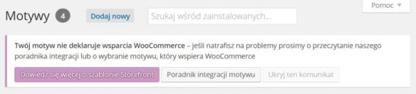 Kokpit WooCommerce, widok motywów