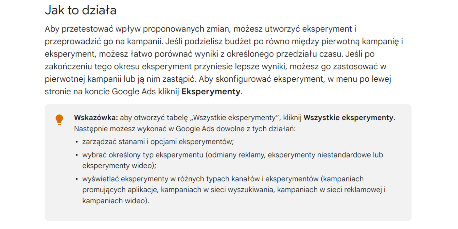 Zrzut ekranu z Google Support