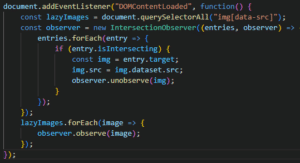 Obrazek przedstawia fragment kodu z wykorzystaniem bibliotek JavaScript