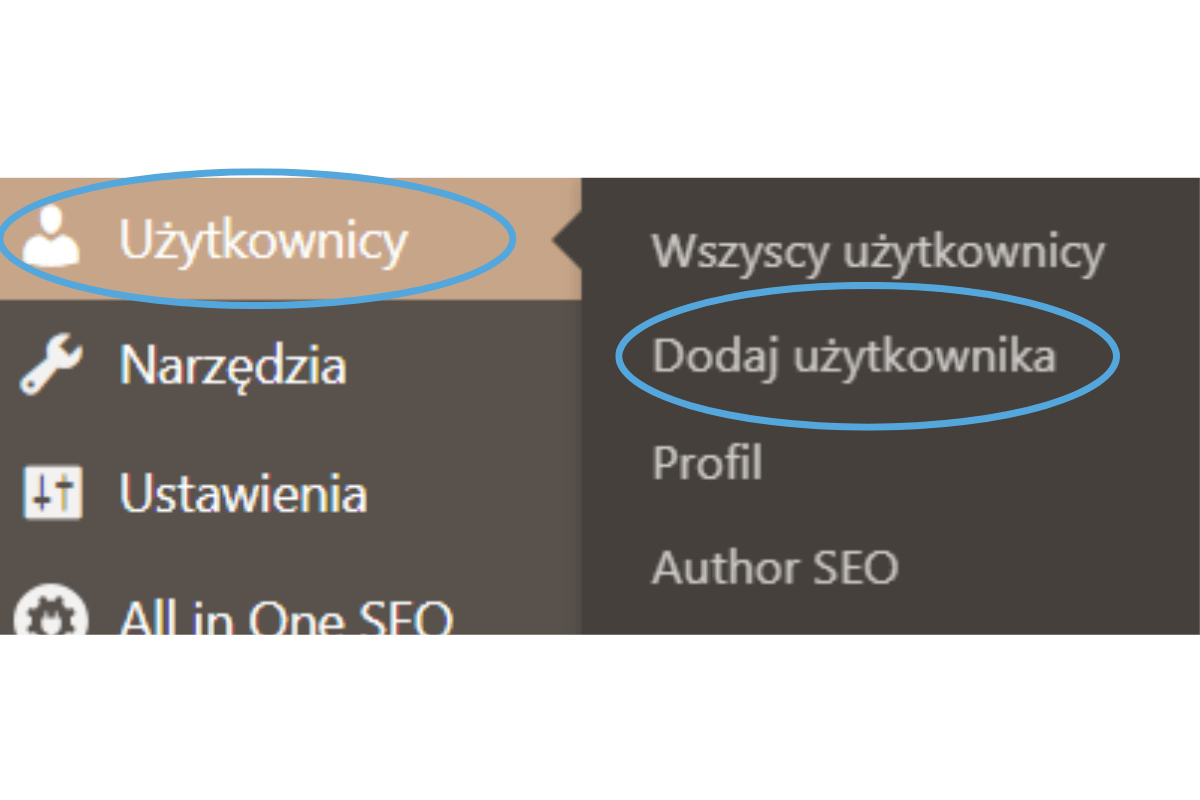 Dodawanie użytkownika WordPress - krok 1