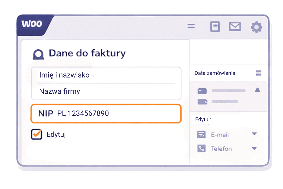 numer NIP klienta w zamówieniu WooCommerce panel administratora dane do faktury