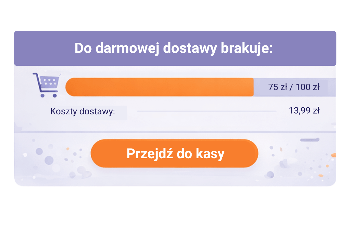 Pasek postępu do darmowej dostawy w WooCommerce z informacją o brakującej kwocie do progu zamówienia